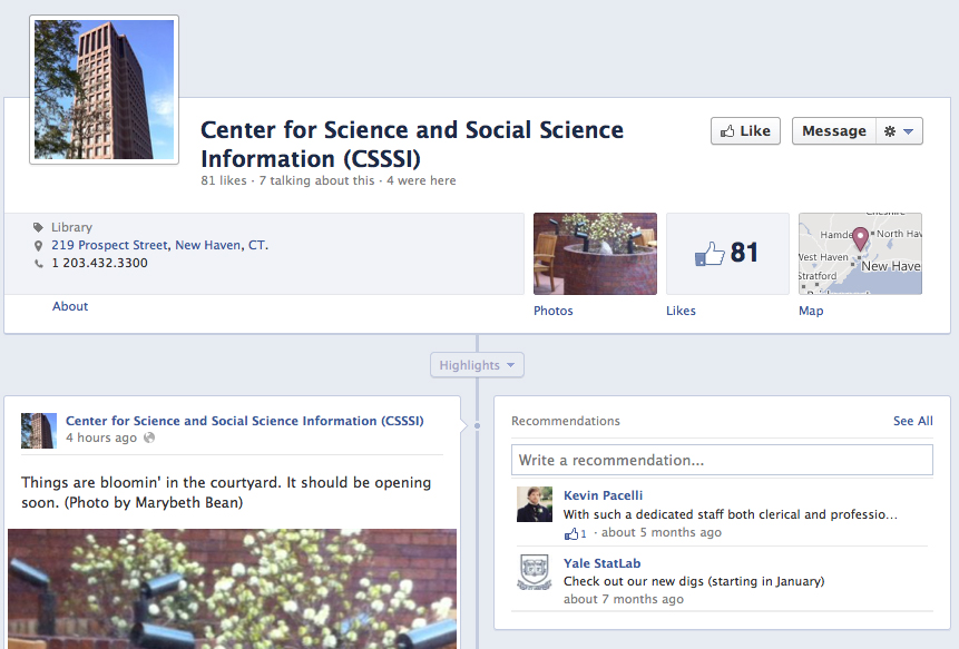screenshot of Yale Center for Science and Social Science Information site