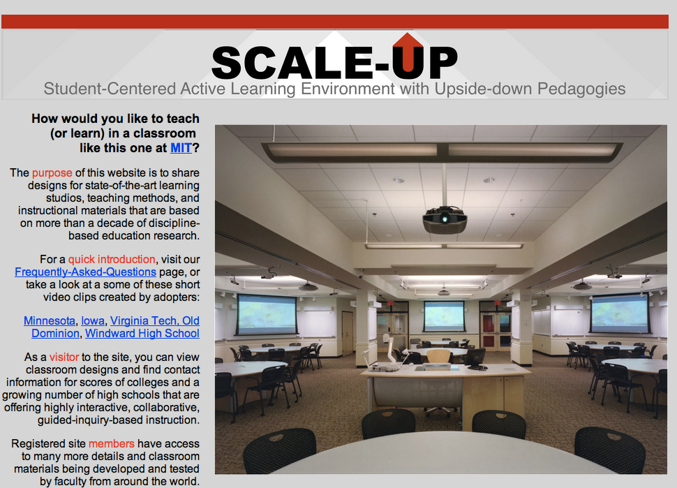 screenshot example of NC State University SCALE-Up Initiative site