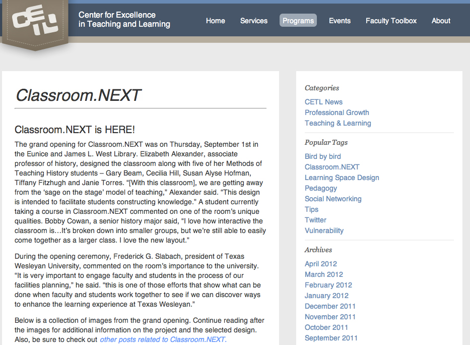 Texas Wesleyan University, Classroom.Next Competition Screenshot